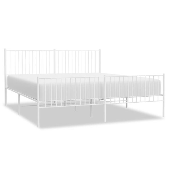 vidaXL Estructura cama sin colch&oacute;n con estribo metal blanco 200x200 cm