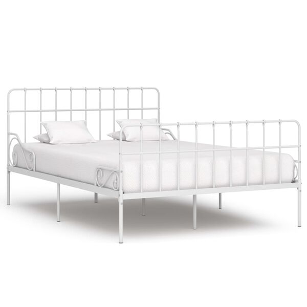 vidaXL Estructura cama con somier sin colch&oacute;n metal blanco 120x200 cm