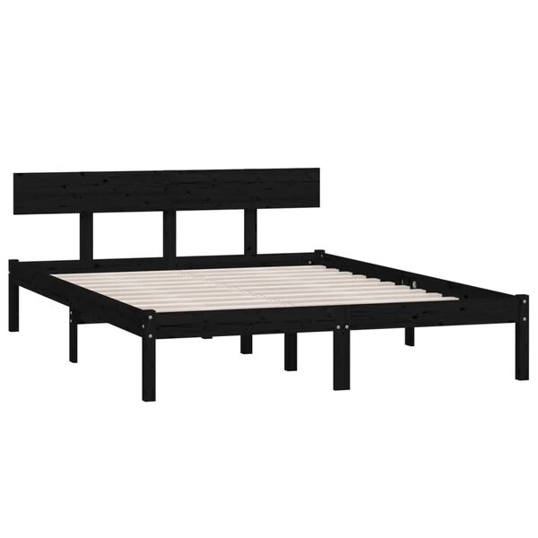 vidaXL Estructura de cama sin colch&oacute;n madera maciza negro 160x200 cm