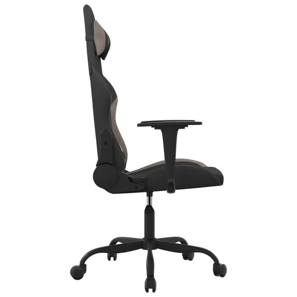 vidaXL Silla gaming de masaje tela crema y gris taup&eacute;