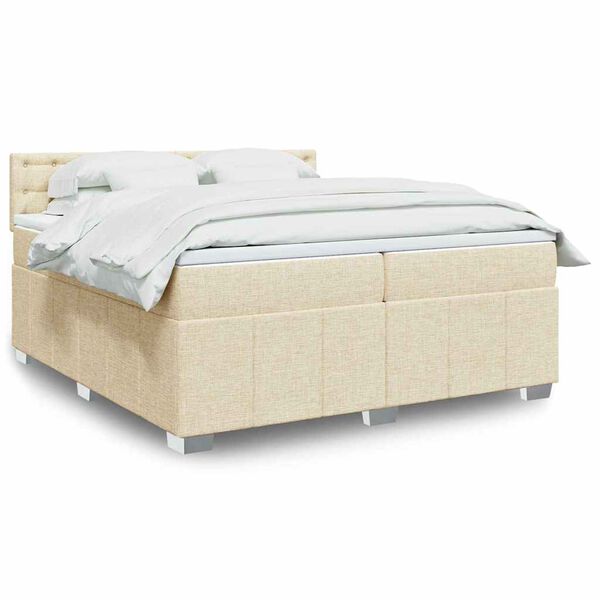 vidaXL Cama box spring con colch&oacute;n tela color crema 200x200 cm