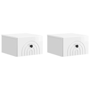 vidaXL Mesita de Noche de Pared 2 pcs Brillante 33 x 34,5 x 20 cm