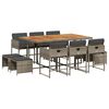 vidaXL Set de comedor de jard&iacute;n 11 pzas y cojines rat&aacute;n sint&eacute;tico gris