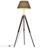 vidaXL L&aacute;mpara de tr&iacute;pode madera maciza de teca negro y dorado 141 cm