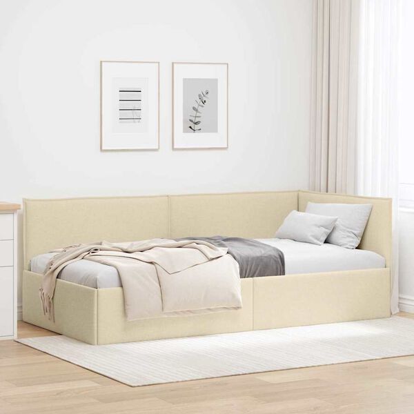 vidaXL Estructura de cama en esquina Crema 100 x 200 cm Terciopelo