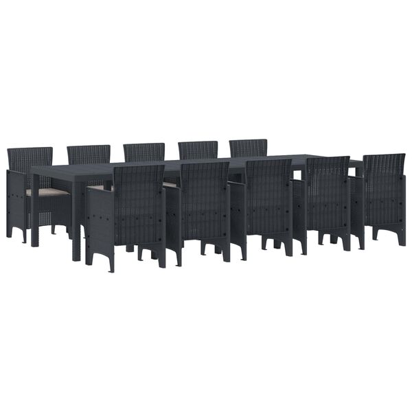 vidaXL Conjunto de Comedor de Jardín 11 pcs Antracita Poliratán