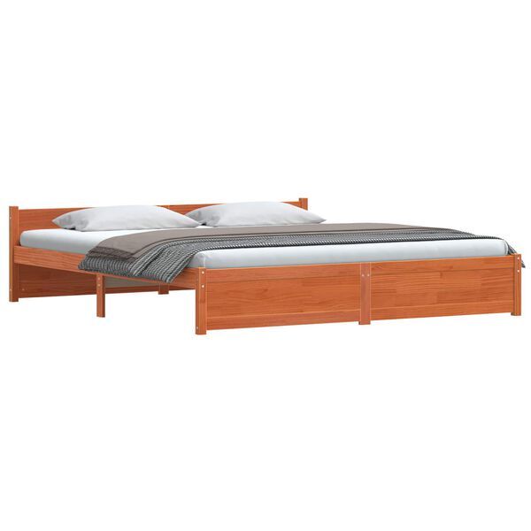 vidaXL Estructura de cama Marrón cera 205.5 x 95.5 x 51 cm