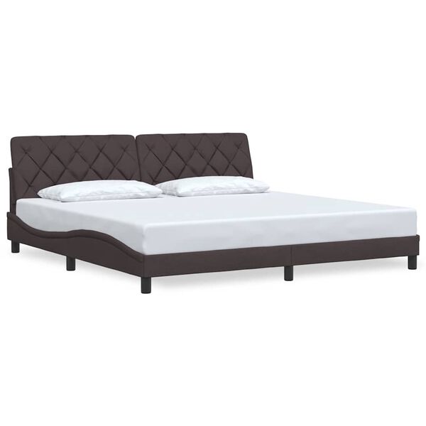 vidaXL Estructura de cama sin colch&oacute;n tela marr&oacute;n oscuro 200x200 cm