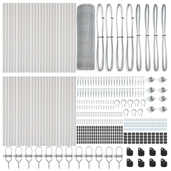 vidaXL Poste de Valla Plateado 100 x 1 m (malla de 25 mm) Acero