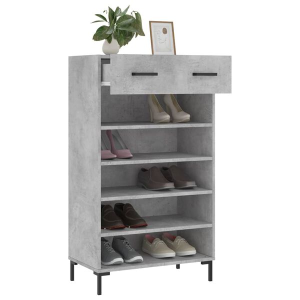 vidaXL Zapatero madera de ingenier&iacute;a gris hormig&oacute;n 60x35x105 cm