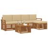 vidaXL Conjunto de sof&aacute;s de exterior con coj&iacute;n 6 pcs Natural y Beige