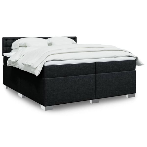 vidaXL Cama box spring con colch&oacute;n tela negro 200x200 cm