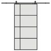 vidaXL Puerta corredera set herrajes negra 102,5x205 cm ESG vidrio