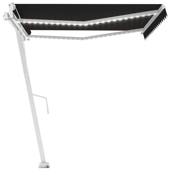 vidaXL Toldo autom&aacute;tico con LED y sensor de viento antracita 450x300cm