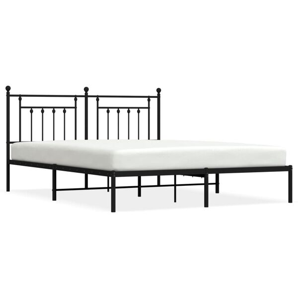 vidaXL Estructura cama sin colchón con cabecero metal negro 180x200 cm