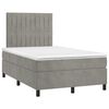 vidaXL Cama box spring colch&oacute;n y LED terciopelo gris claro 120x200 cm