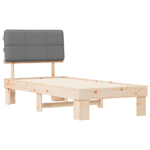 vidaXL Estructura de Cama con Cabecera Tapizada Gris Claro