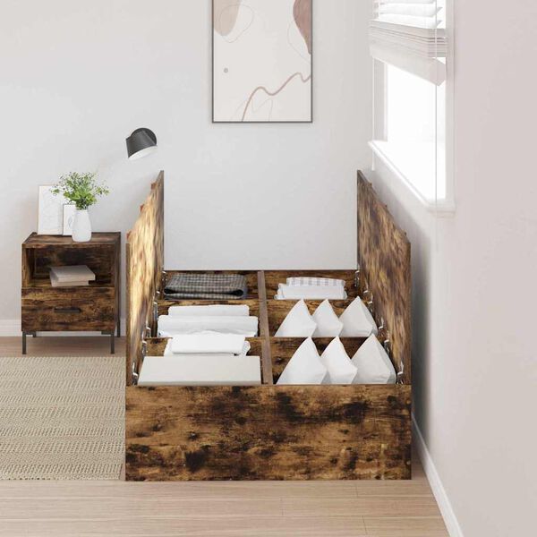 vidaXL Cama con almacenamiento Roble ahumado 80 x 200 cm