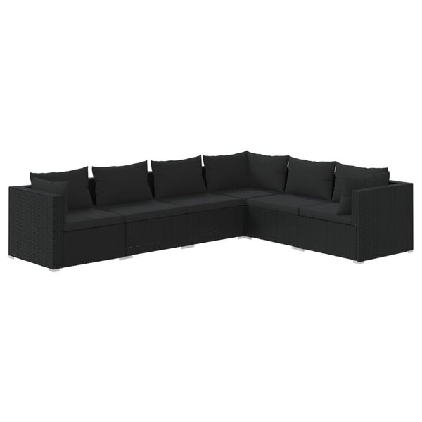vidaXL Set de muebles de jardín 6 pzas y cojines ratán sintético negro