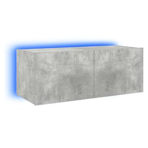 vidaXL Mueble de TV de pared con luces LED gris hormig&oacute;n 80x35x31 cm