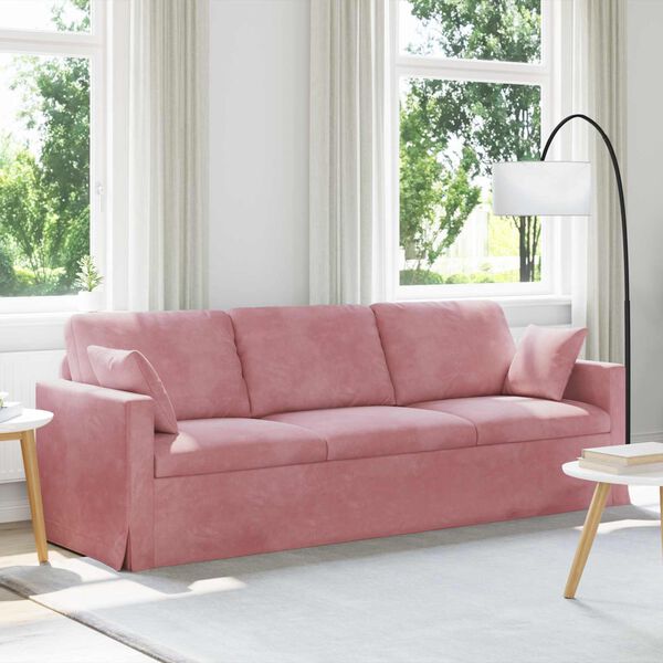 vidaXL Sof&aacute; Rosa 228 x 78 x 80 cm Terciopelo
