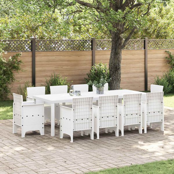 vidaXL Conjunto de Comedor de Jard&iacute;n 11 pcs Blanco Polipropileno