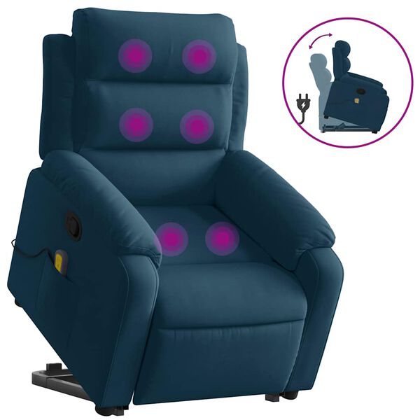 vidaXL Sill&oacute;n reclinable de masaje elevable terciopelo azul