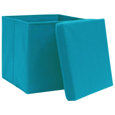 vidaXL Cajas de almacenaje con tapas 10 uds azul bebé 28x28x28 cm