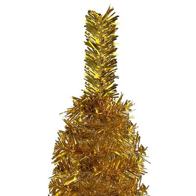 vidaXL Árbol de Navidad delgado con luces dorado 120 cm