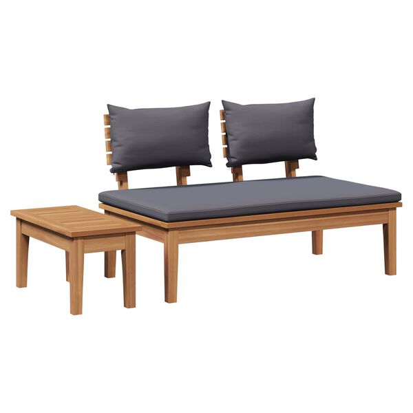 vidaXL Banco de jardín 2 pcs Marrón Madera maciza de Teca