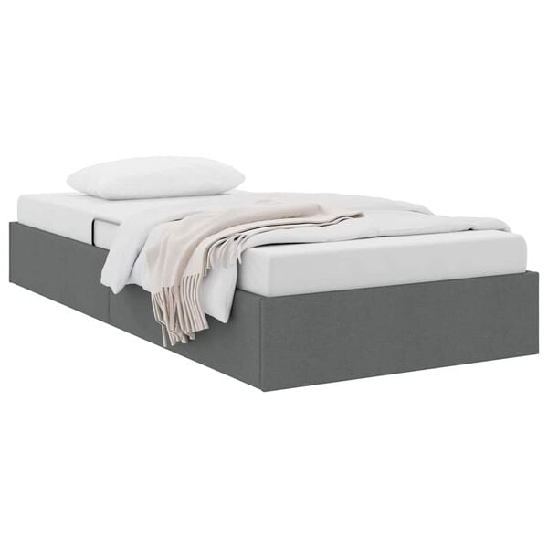 vidaXL Cama con almacenamiento Gris oscuro 90 x 190 cm tela
