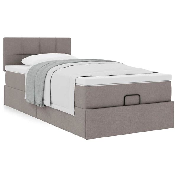 vidaXL Cama otomana con colch&oacute;n topo 90x200 cm tela