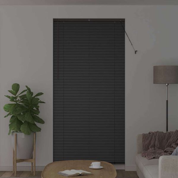 vidaXL Persianas venecianas con cortinas Negro 220 x 105 cm Aluminio