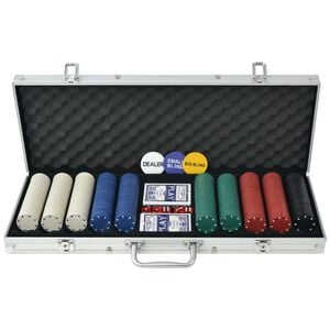 vidaXL Juego de P&oacute;ker con 500 fichas malet&iacute;n de aluminio