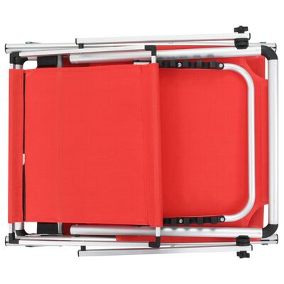 vidaXL Tumbona plegable con techo aluminio y textileno roja