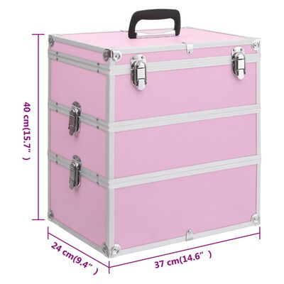 vidaXL Maletín de maquillaje 37x24x40 cm aluminio rosa