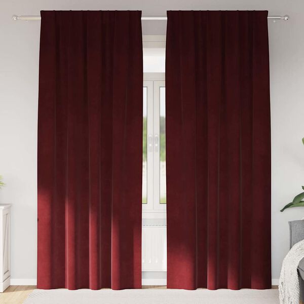 vidaXL Cortinas opacas 2 pcs Rojo vino 140 x 260 cm Terciopelo