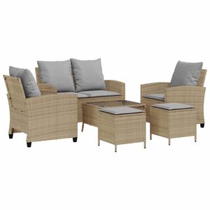 vidaXL Conjunto de sof&aacute; de jard&iacute;n de 6 piezas con cojines, polirat&aacute;n beige
