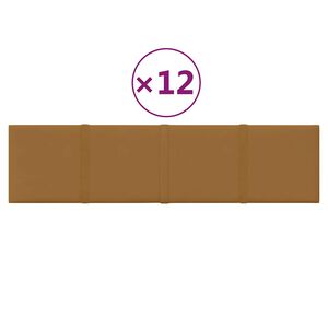 vidaXL Paneles de pared 12 uds terciopelo marrón 60x15 cm 1,08 m²