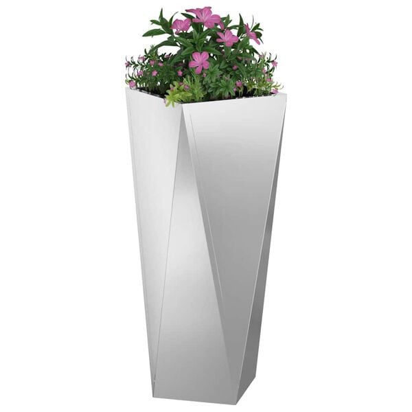 vidaXL Jardinera Plateado 30 x 30 x 75 cm Acero Galvanizado