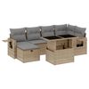 vidaXL Set sof&aacute;s de jard&iacute;n 7 piezas y cojines rat&aacute;n sint&eacute;tico beige
