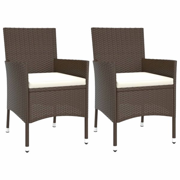 vidaXL Set comedor de jard&iacute;n 3 piezas y cojines rat&aacute;n sint&eacute;tico marr&oacute;n