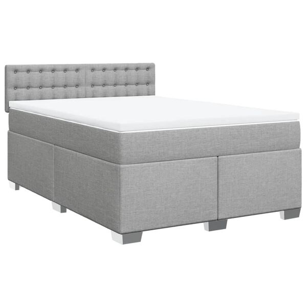 vidaXL Cama box spring con colch&oacute;n tela gris claro 140x200 cm