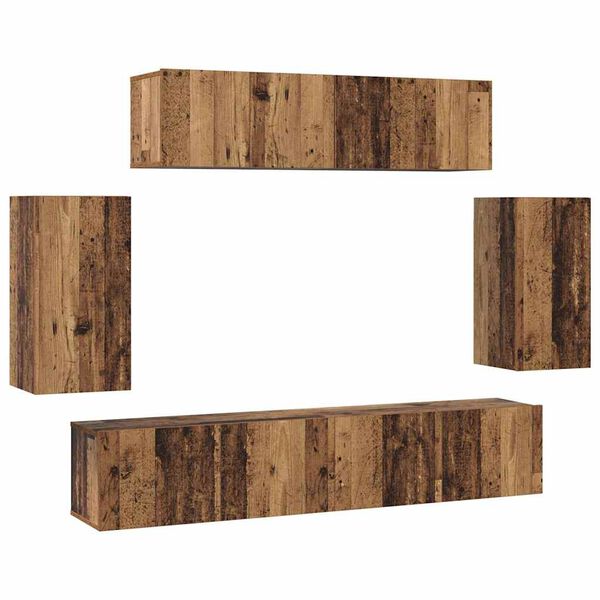 vidaXL Conjunto de mueble de TV Montaje en la pared 6 pcs Madera Vieja