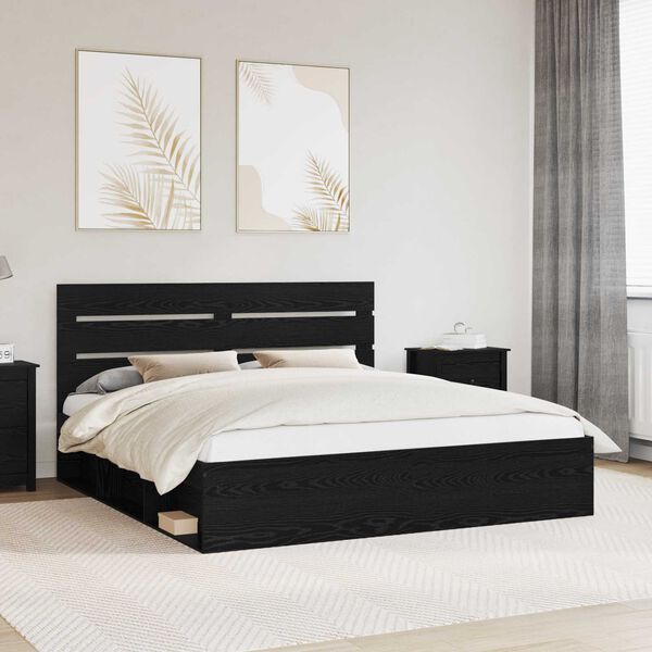 vidaXL Estructura de cama Negro 200 x 200 cm Madera de pino macizo