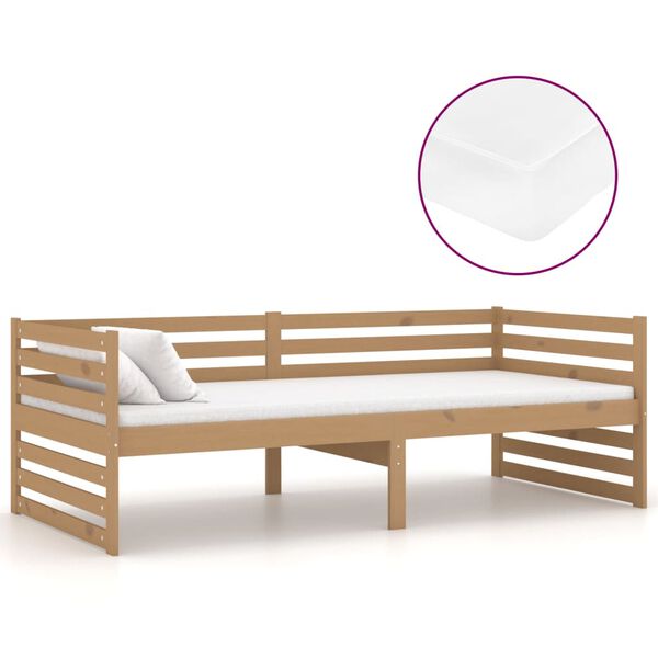 vidaXL Sof&aacute; cama y colch&oacute;n madera pino maciza marr&oacute;n miel 90x200 cm