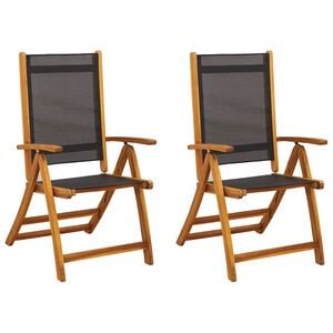 vidaXL Sillas plegables, 2 unidades, madera maciza de acacia y textilene.