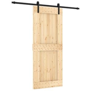 vidaXL Puerta Corredera Natural y negro 85 x 210 cm