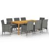 vidaXL Juego de comedor de jard&iacute;n 9 piezas gris