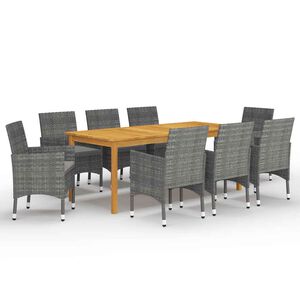 vidaXL Juego de comedor de jard&iacute;n 9 piezas gris
